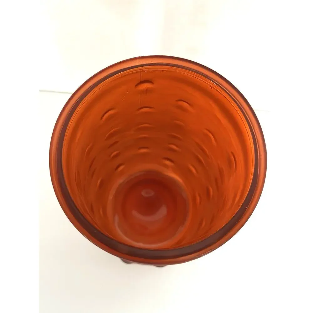 Vintage Hoosier Glass Co. Orange Frosted Hobnail Dot Glass Vase 8.5” MCM 1059206